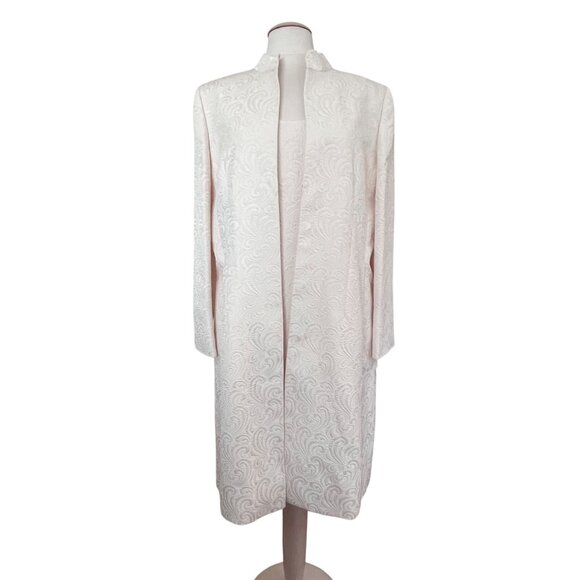 Tahari Arthur S. Levine Ivory Brocade Coat Dress Set Elegant Formal Wear 16 NWT - Picture 2 of 13